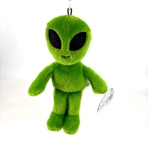 NEW Wishpets Plush Stuffed Alien w/ Clip Glitter Eyes Green 8" UFO